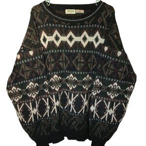 Ash Creek Mens Sweater 2XL Geometric Crewneck Vintage Wool Blend Pullover Casual